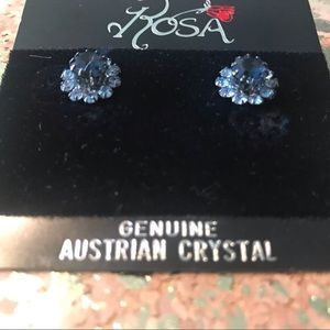 ROSA BLUE AUSTRIAN CRYSTAL STUD EARRINGS NWT